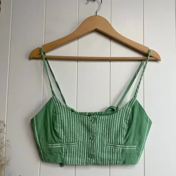 Free People set co-ord matching set pants and crop top cotton striped Medium